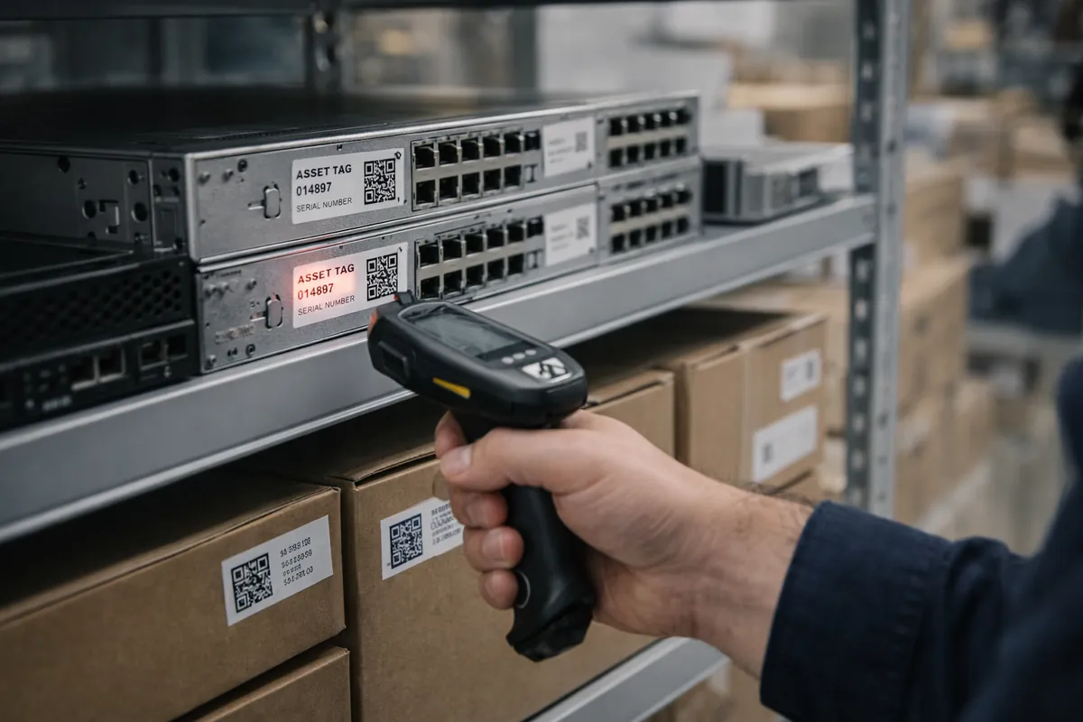 IT asset management with barcode tracking of network equipment