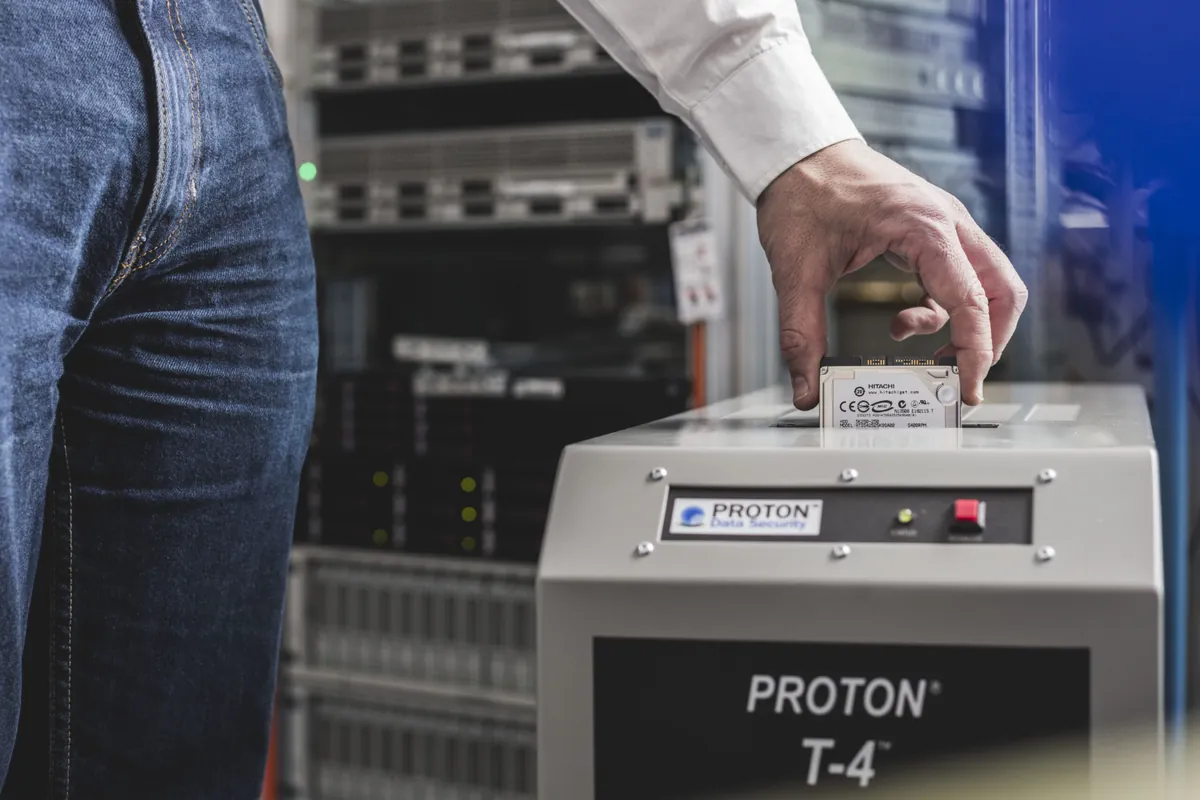 Secure destruction of a hard drive in a data center