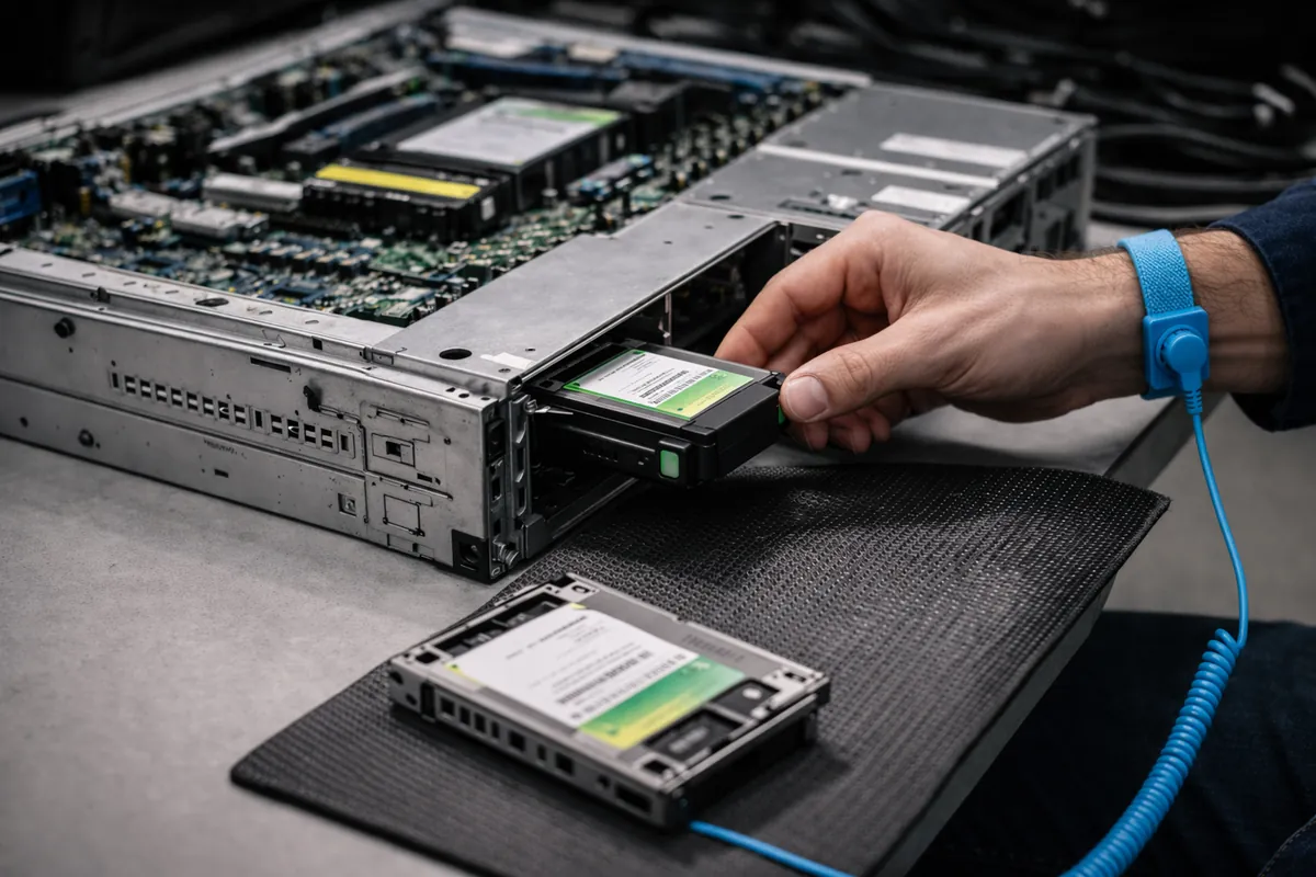 CND technician performing maintenance on server hardware